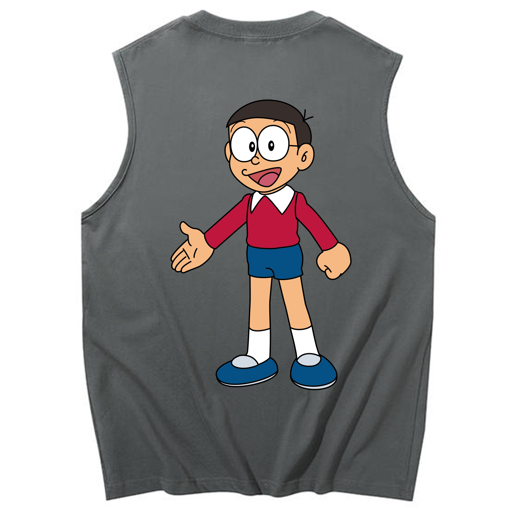 （画像用） ドラえもん 野比 のび太 Doraemon Nobita Nobi コットン100％タンクトップ（背面プリント）